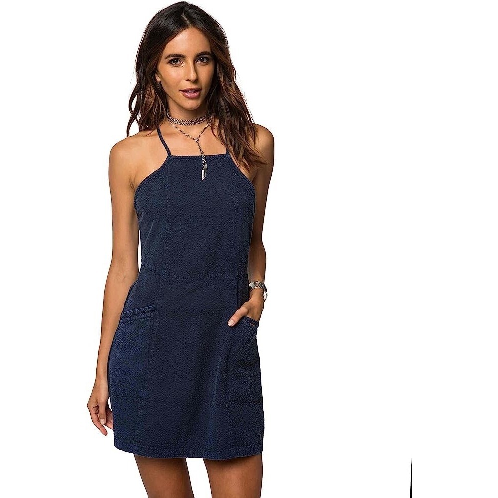 Womens O'Neil Size M Medium Esme Chambray Navy Blue‎ Mini Dress